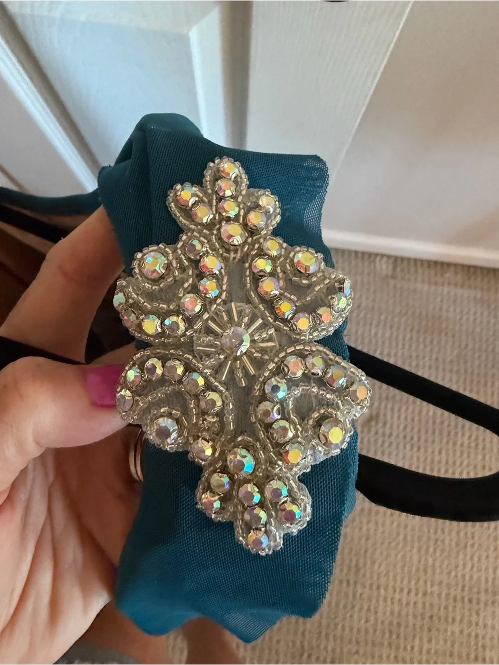 Teal One-Shoulder Ruffle Dance Dress
